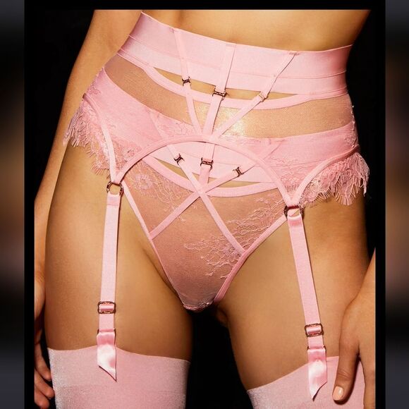 Honey Birdette Belinda Pink Garter Belt - M - Picture 7 of 15